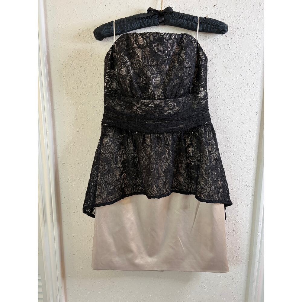 GUESS Y2K Black Tan Lace Satin Holiday Party Dress Sz 8